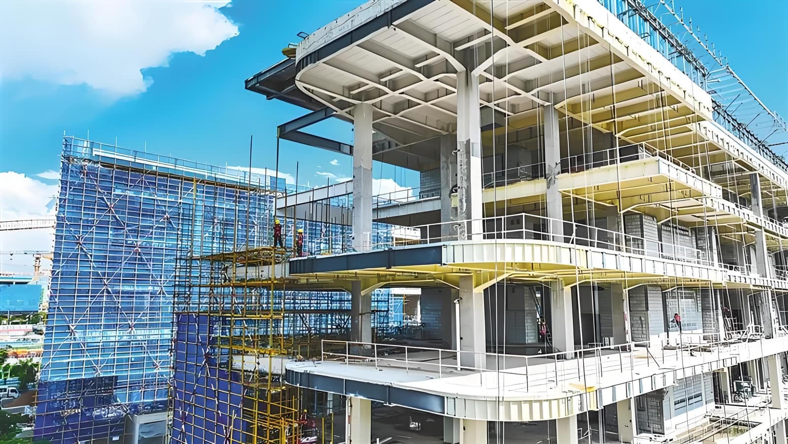 Multi-layer industrial steel structure building structure, suitable for shopping malls and commercial purposes